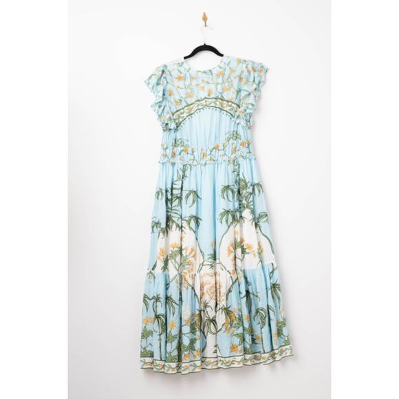 Derek Lam 10 Crosby x RTR Flutter Sleeve V-Neck Blue challis Midi Dress - Picture 5 of 8